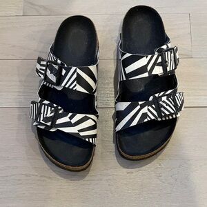 Black and White Striped Birkenstocks